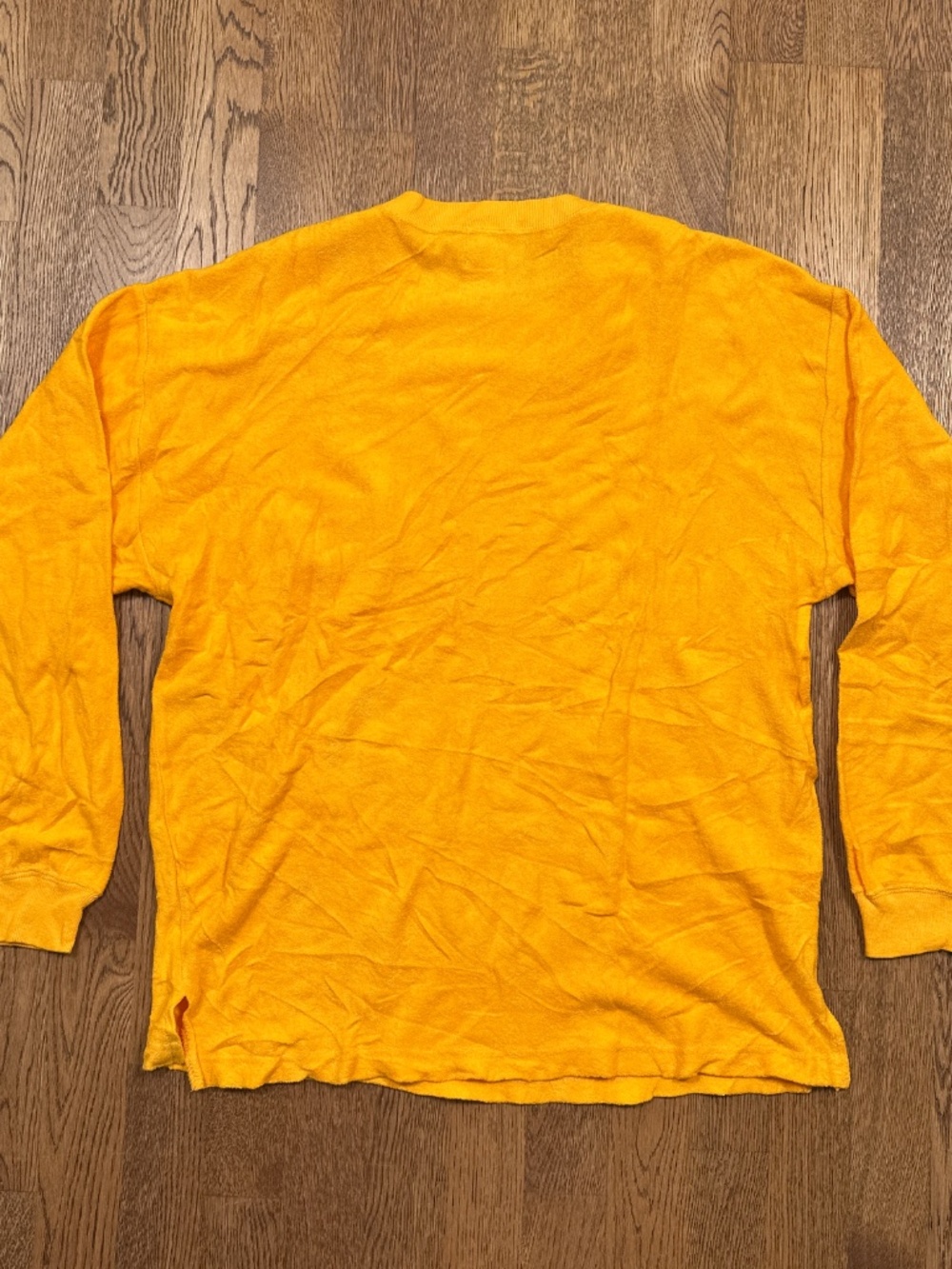 Vintage 80s 90s Club Monaco Terry Cloth Yellow Pocket Logo L/S T Shirt Mens M - Picture 9 of 11